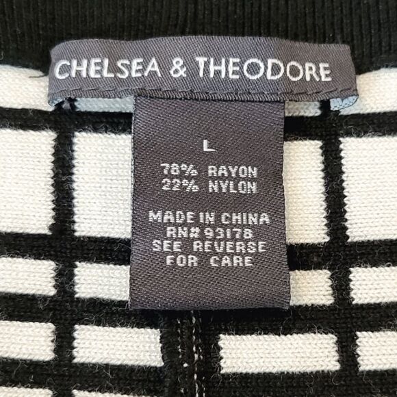 Chelsea & Theodore Black & White Patterned Sweater Knit Skater Skirt Size L - Picture 3 of 4
